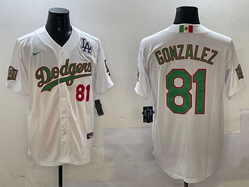 Men Los Angeles Dodgers #81 Gonzalez White Game Mexico 2025 Nike MLB Jersey style 4->los angeles dodgers->MLB Jersey